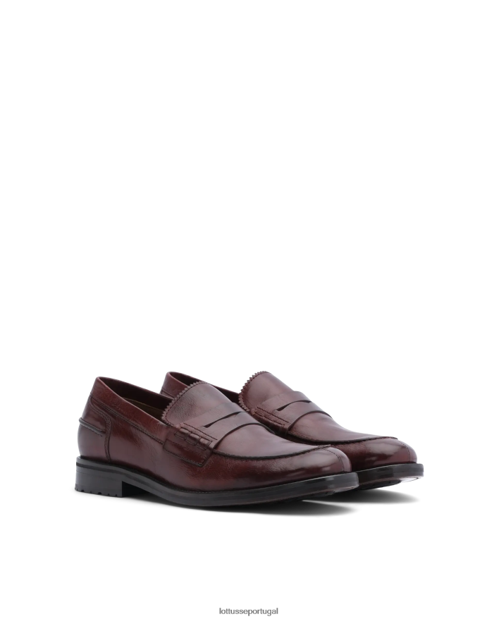 ponto Lottusse homens mocassins de couro de bezerro orwell bordô marrom 86F22T168 calçados