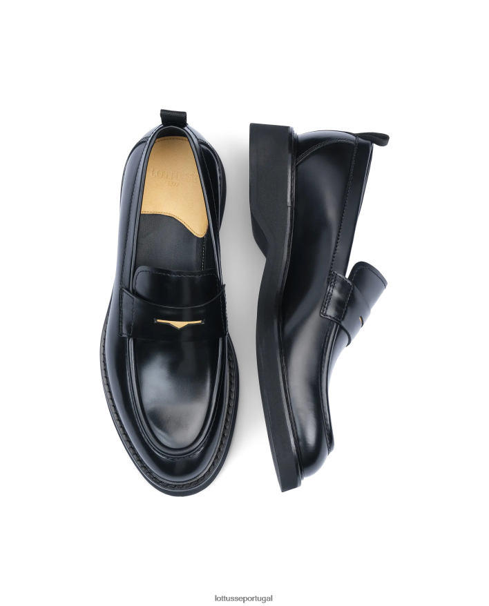 ponto Lottusse homens mocassins macios de cordeiro luca preto 86F22T173 calçados