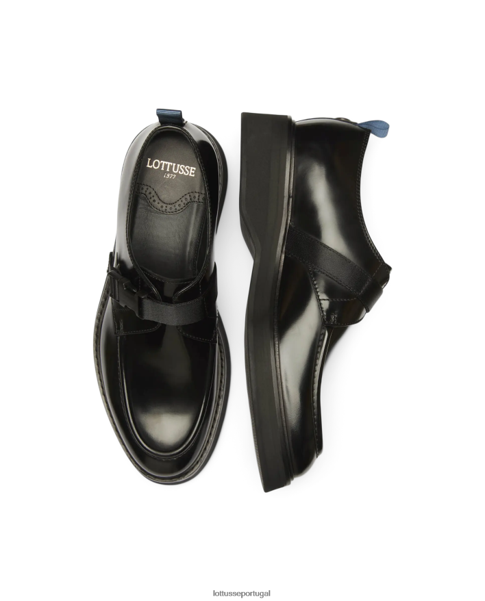 ponto Lottusse homens luca polido fichário bezerro monges preto 86F22T171 calçados