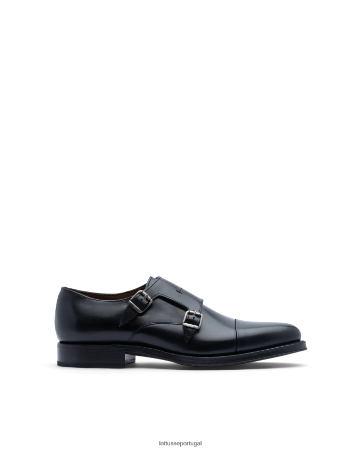 ponto Lottusse homens monges de bezerro de anilina de crosta premium preto 86F22T47 calçados