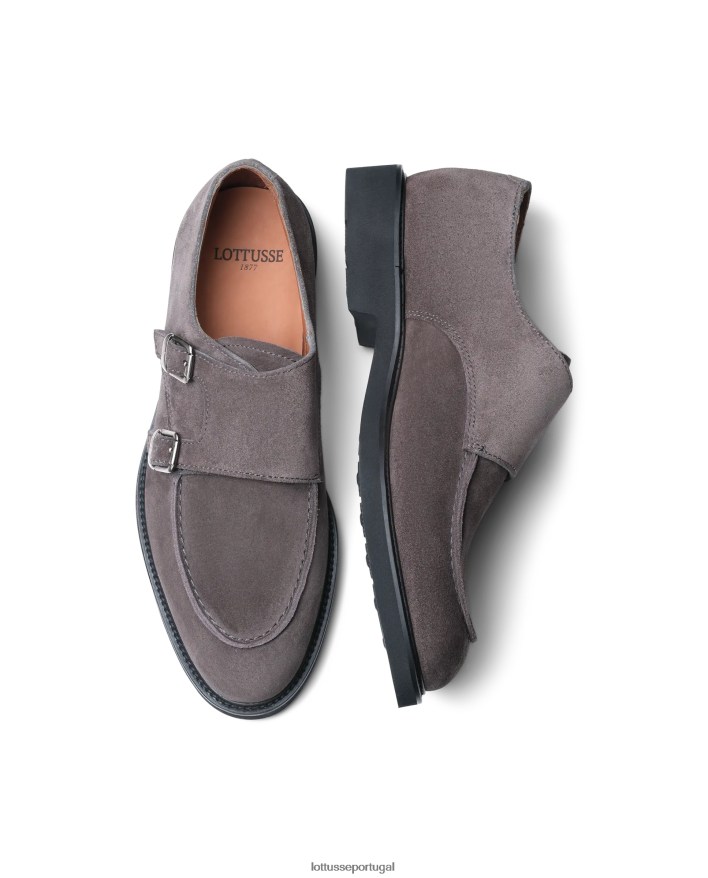 ponto Lottusse homens sapato monge de camurça baltimore cinza 86F22T165 calçados