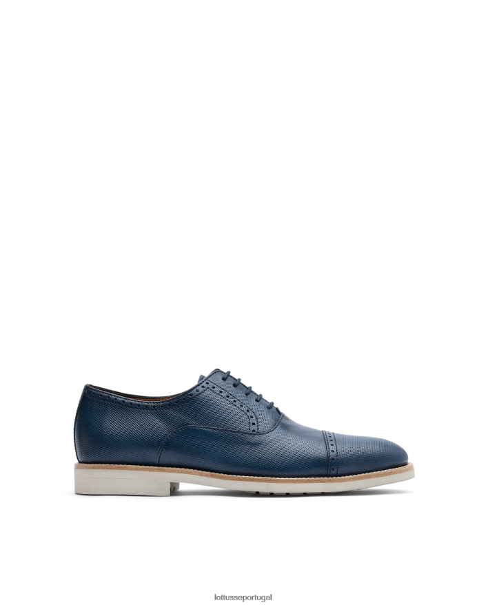 ponto Lottusse homens Veneza escova de bezerro em relevo oxford azul marinho 86F22T80 calçados