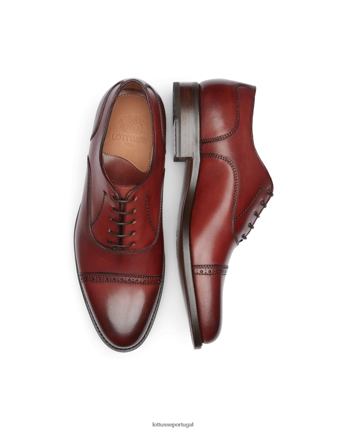 ponto Lottusse homens premium bordeaux crosta anilina bezerro oxford preto 86F22T52 calçados