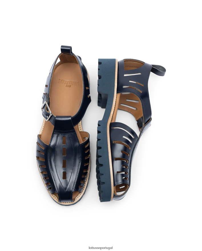 ponto Lottusse homens covent sapatos de gelatina de bezerro brilhante azul marinho 86F22T94 calçados