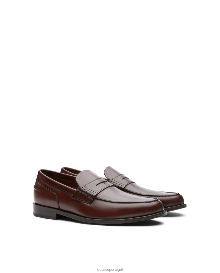 ponto Lottusse homens sapatos de barco de bezerro brilhante daytona marrom 86F22T4 calçados