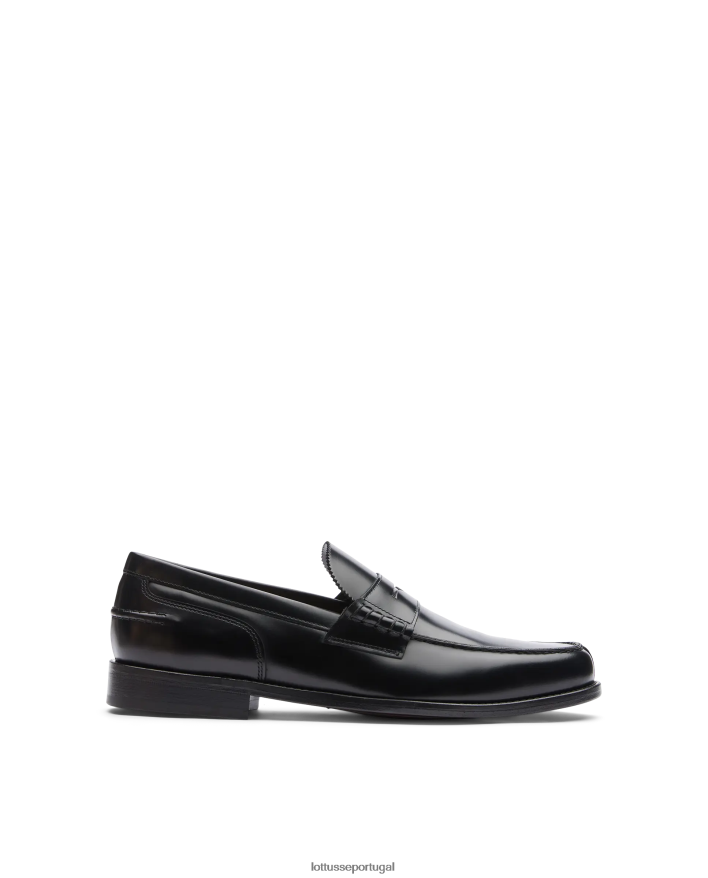 ponto Lottusse homens sapatos de barco de bezerro brilhante daytona preto 86F22T3 calçados