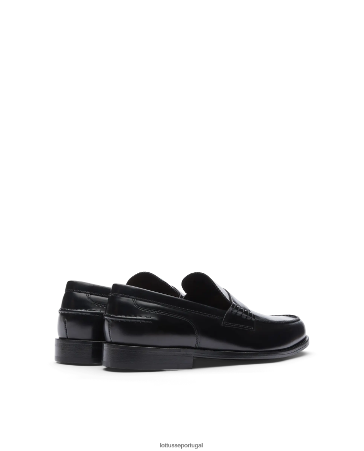 ponto Lottusse homens sapatos de barco de bezerro brilhante daytona preto 86F22T3 calçados