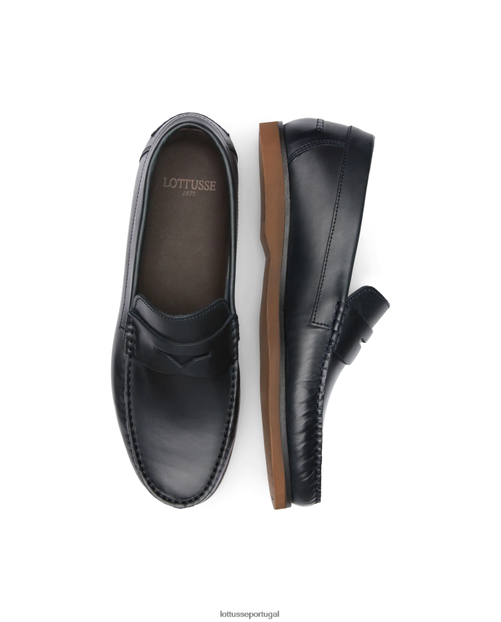 ponto Lottusse homens sapatos de barco de cera oceânica azul marinho 86F22T102 calçados