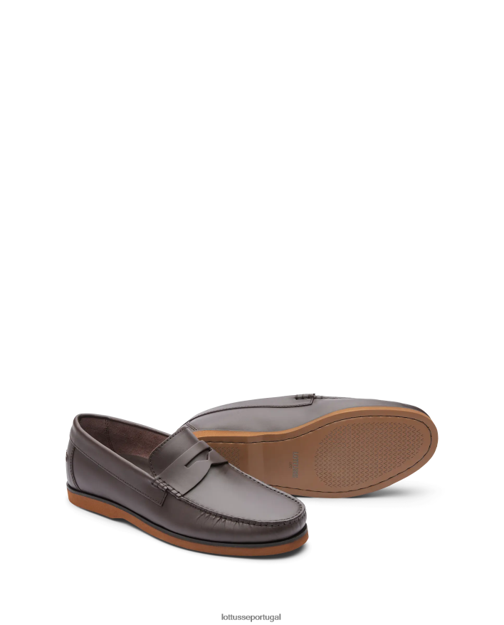 ponto Lottusse homens sapatos de barco de cera oceânica café 86F22T103 calçados