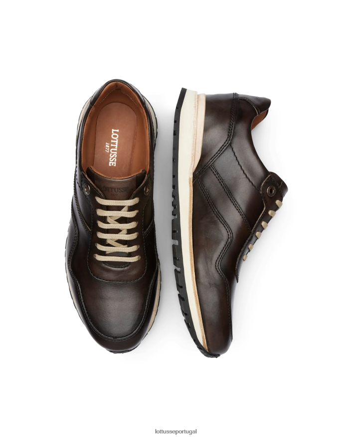 ponto Lottusse homens tokyo tênis brush off bezerro café 86F22T22 calçados