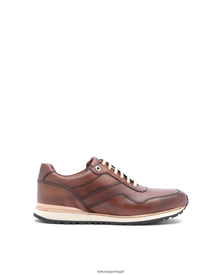 ponto Lottusse homens tokyo tênis brush off bezerro marrom 86F22T188 calçados