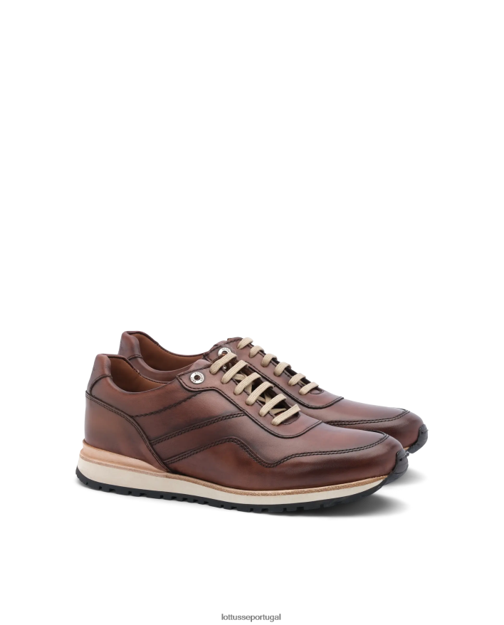 ponto Lottusse homens tokyo tênis brush off bezerro marrom 86F22T188 calçados