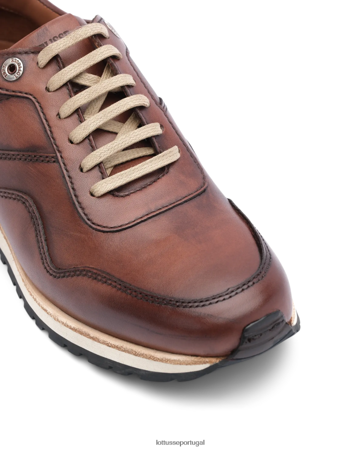 ponto Lottusse homens tokyo tênis brush off bezerro marrom 86F22T188 calçados