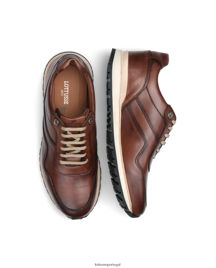 ponto Lottusse homens tokyo tênis brush off bezerro marrom 86F22T188 calçados