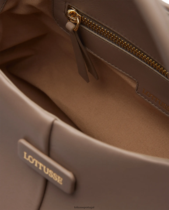 ponto Lottusse mulheres bolsa de ombro macia de cordeiro serena merino cinza 86F22T330 acessórios