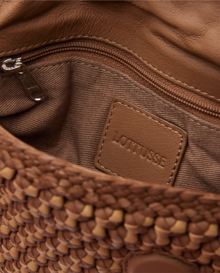 ponto Lottusse mulheres bolsa crossbody macia de cordeiro merino noodbag marrom 86F22T340 acessórios