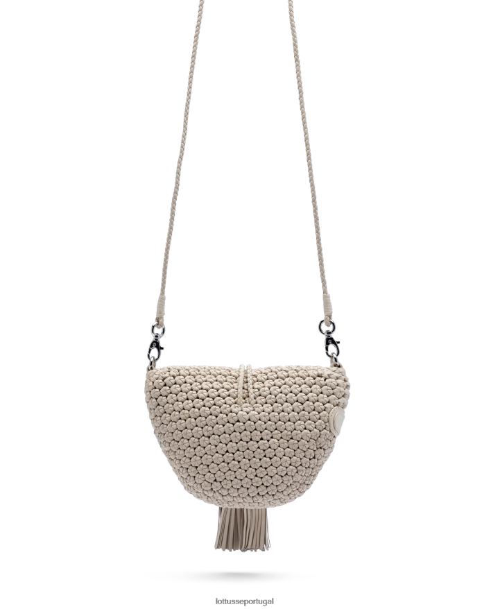 ponto Lottusse mulheres bolsa crossbody macia de cordeiro merino noodbag off white 86F22T337 acessórios