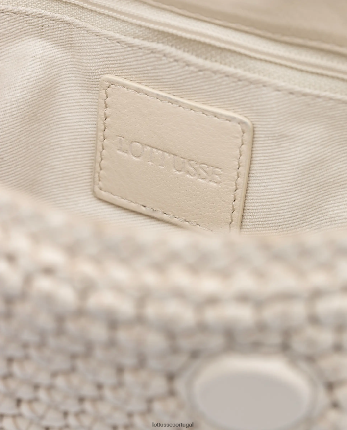 ponto Lottusse mulheres bolsa crossbody macia de cordeiro merino noodbag off white 86F22T337 acessórios