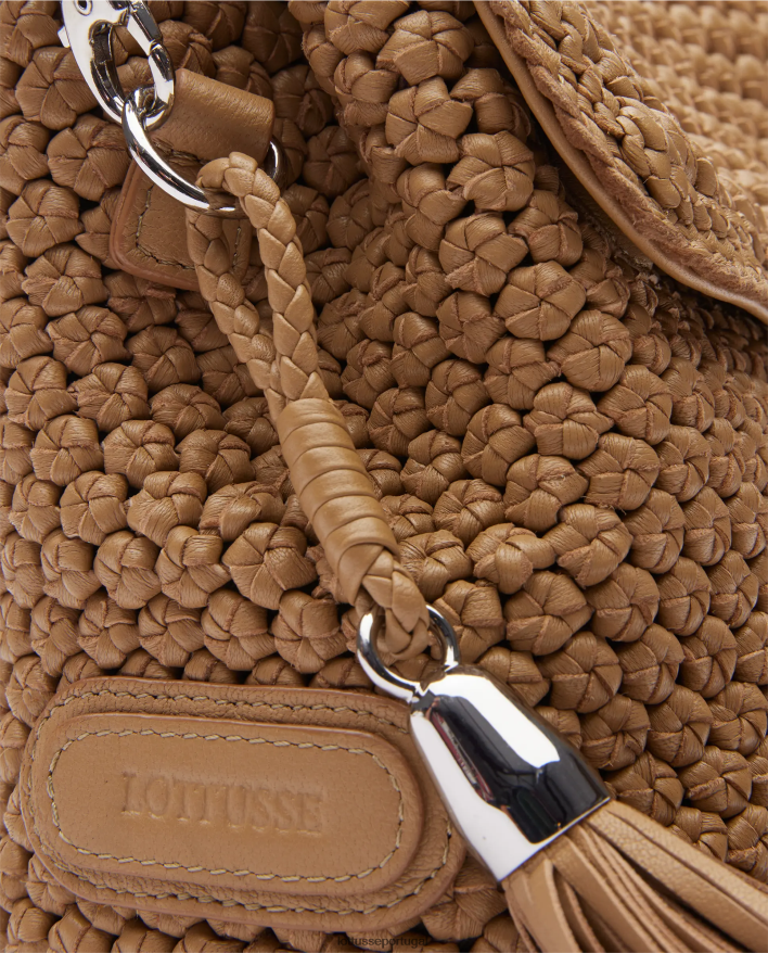ponto Lottusse mulheres bolsa de mão macia de cordeiro merino noodbag marrom 86F22T355 acessórios