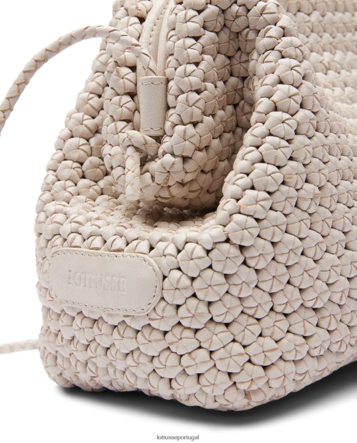 ponto Lottusse mulheres bolsa macia de cordeiro merino noodbag off white 86F22T345 acessórios
