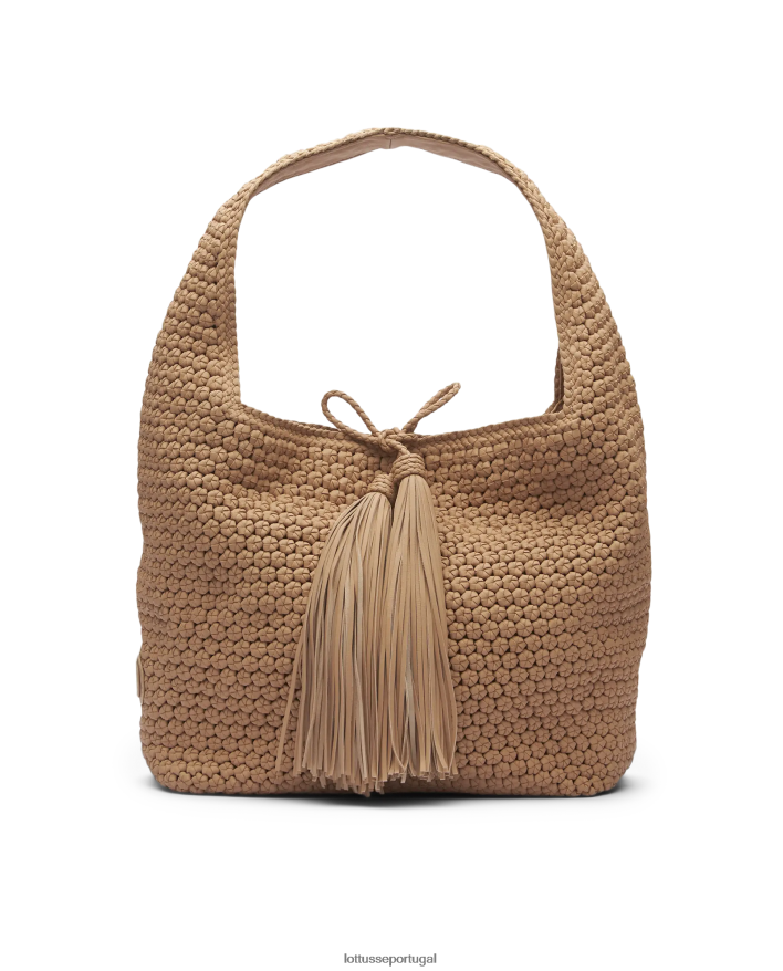 ponto Lottusse mulheres noodbag natural merino cordeiro macio hobo bege 86F22T343 acessórios