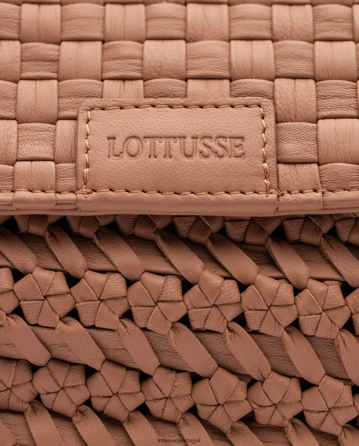 ponto Lottusse mulheres bolsa com alça superior de cordeiro lavado trançado noodbag marrom 86F22T344 acessórios