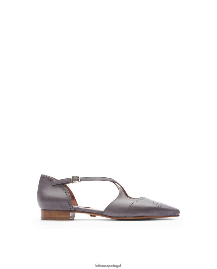 ponto Lottusse mulheres Bailarinas de bezerro smithson crust anilina cinza chumbo 86F22T215 calçados