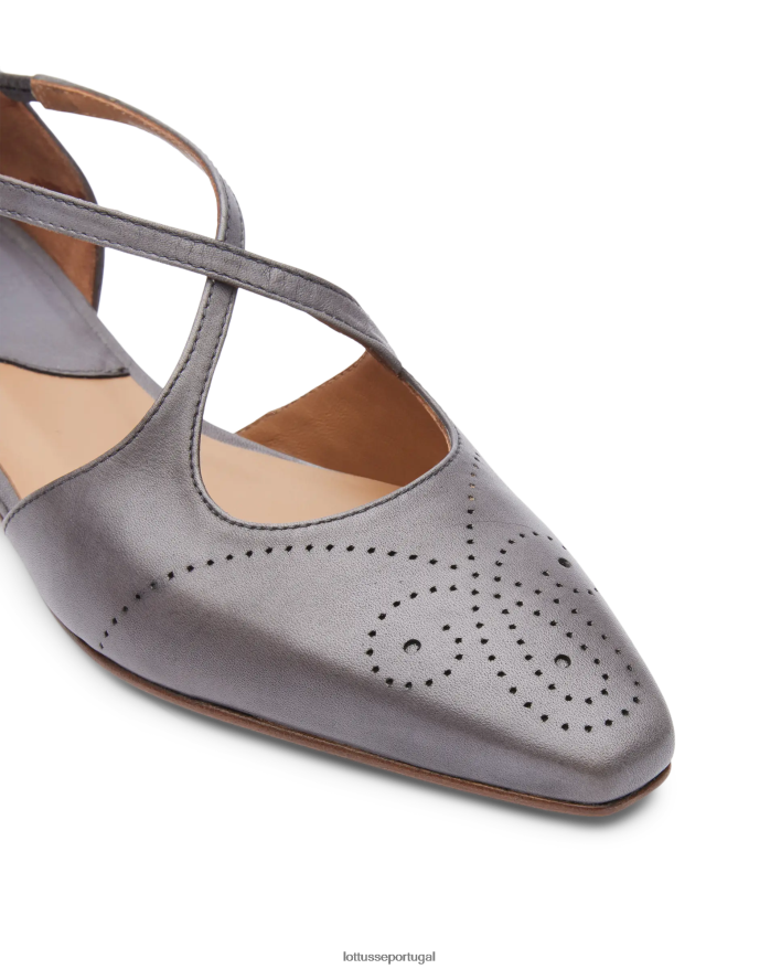 ponto Lottusse mulheres Bailarinas de bezerro smithson crust anilina cinza chumbo 86F22T215 calçados
