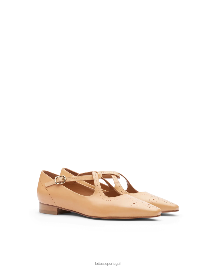 ponto Lottusse mulheres Bailarinas de bezerro smithson crust anilina marrom 86F22T214 calçados