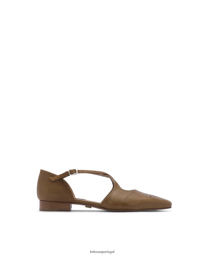 ponto Lottusse mulheres Bailarinas de bezerro smithson crust anilina verde oliva 86F22T216 calçados