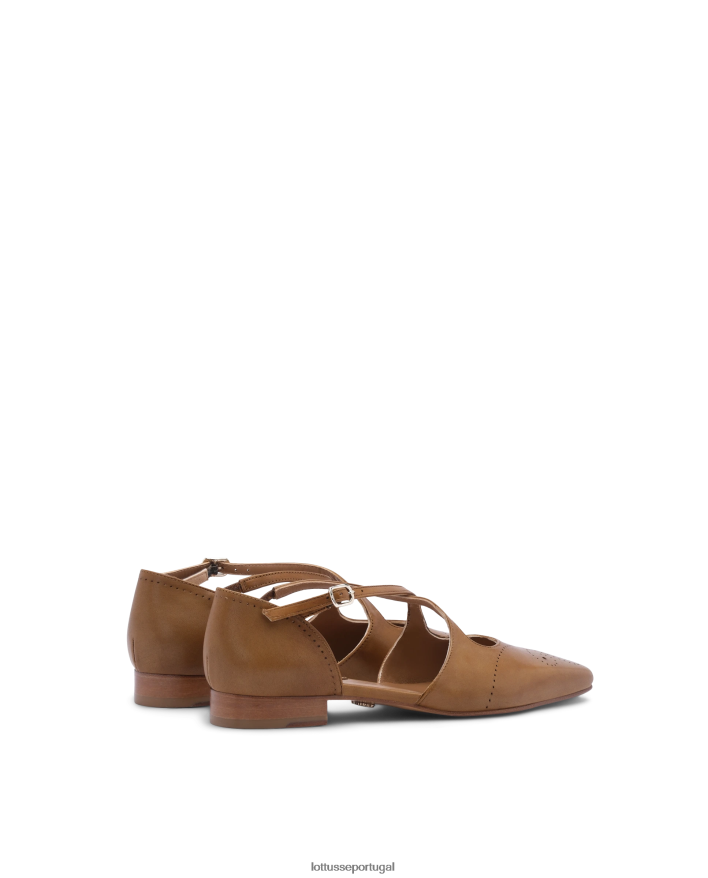 ponto Lottusse mulheres Bailarinas de bezerro smithson crust anilina verde oliva 86F22T216 calçados
