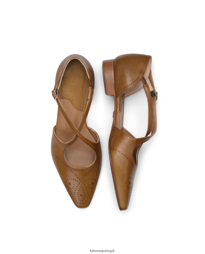 ponto Lottusse mulheres Bailarinas de bezerro smithson crust anilina verde oliva 86F22T216 calçados