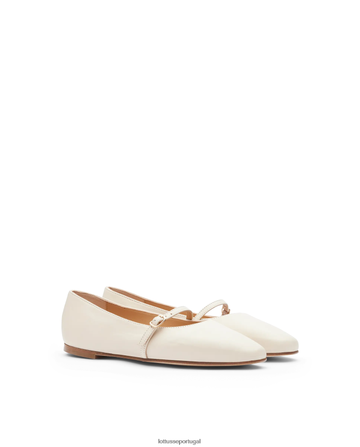 ponto Lottusse mulheres bailarinas de cordeiro macio goya off white 86F22T268 calçados
