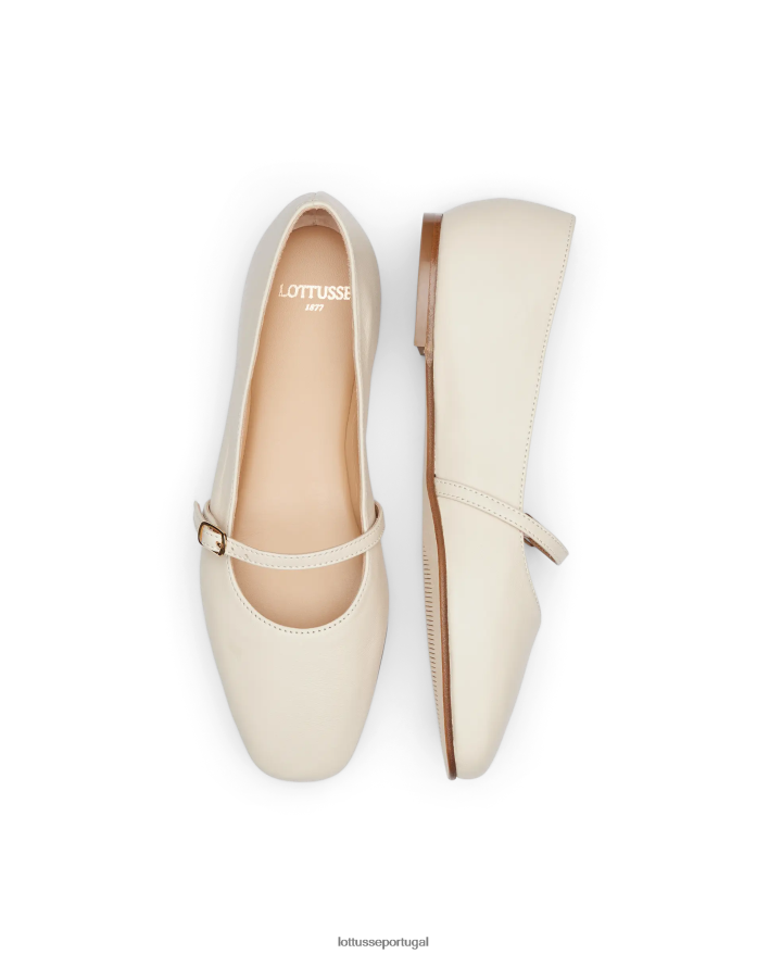 ponto Lottusse mulheres bailarinas de cordeiro macio goya off white 86F22T268 calçados