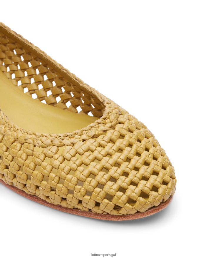 ponto Lottusse mulheres bailarinas de couro de malha de cordeiro delice verde oliva 86F22T294 calçados