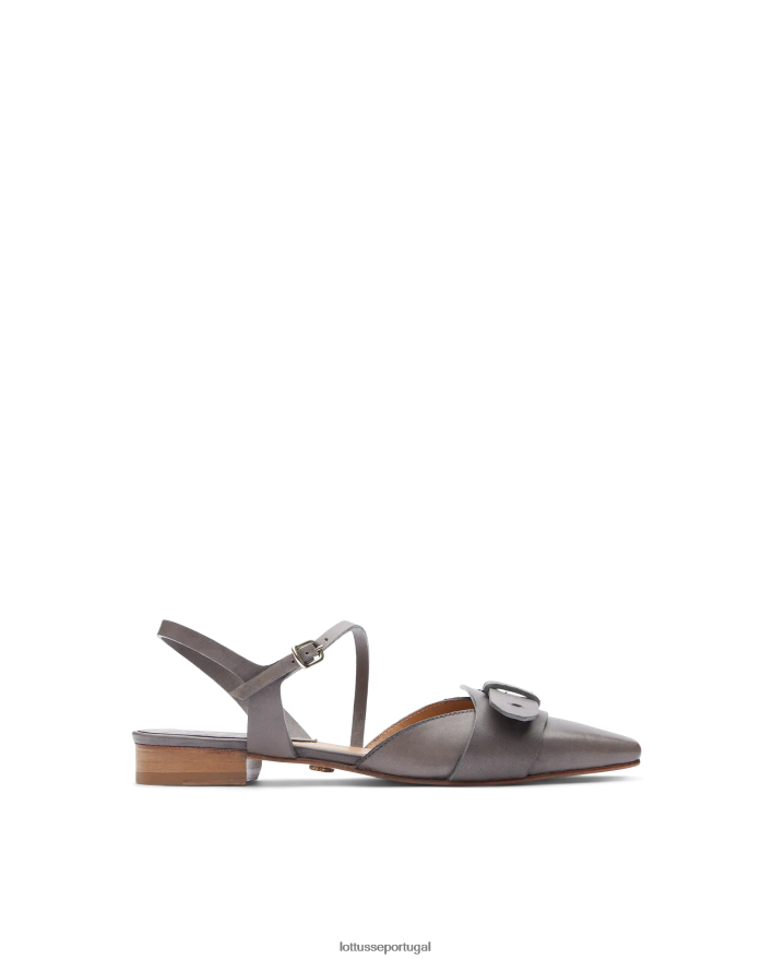 ponto Lottusse mulheres smithson crust anilina bezerro bailarinas cinza chumbo 86F22T217 calçados