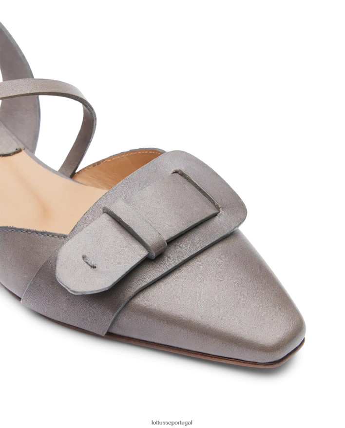 ponto Lottusse mulheres smithson crust anilina bezerro bailarinas cinza chumbo 86F22T217 calçados