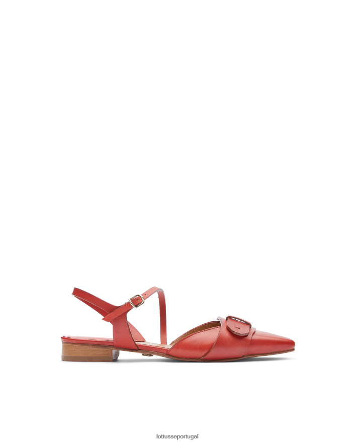 ponto Lottusse mulheres smithson crust anilina bezerro bailarinas vermelho 86F22T218 calçados