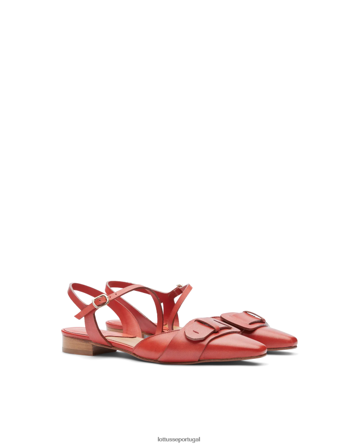ponto Lottusse mulheres smithson crust anilina bezerro bailarinas vermelho 86F22T218 calçados