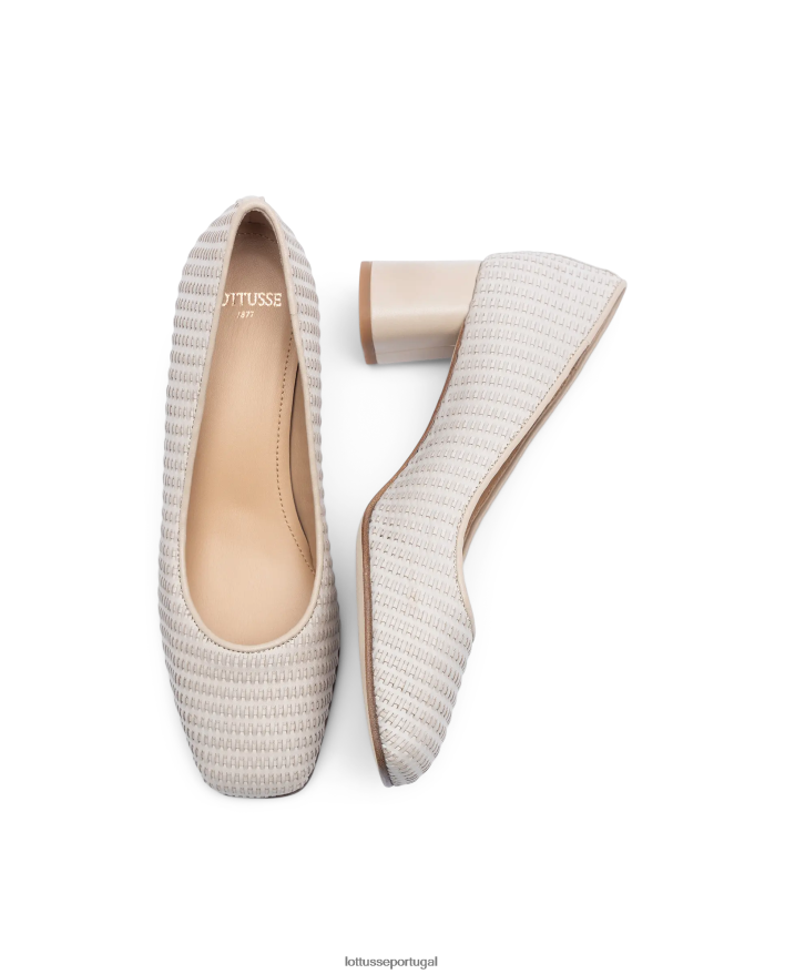 ponto Lottusse mulheres sapatos de couro de malha de bezerro nicole off white 86F22T286 calçados