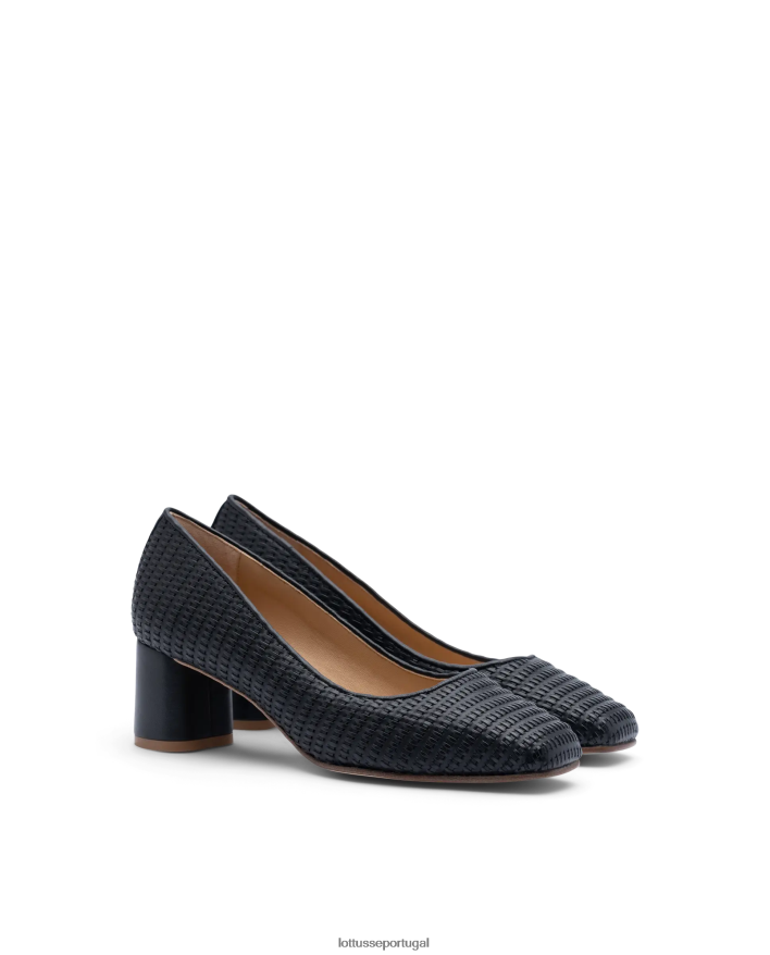 ponto Lottusse mulheres sapatos de couro de malha de bezerro nicole preto 86F22T285 calçados