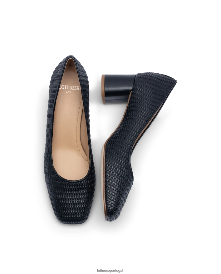 ponto Lottusse mulheres sapatos de couro de malha de bezerro nicole preto 86F22T285 calçados