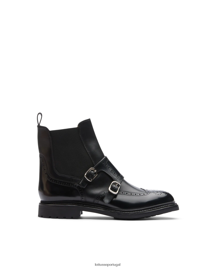 ponto Lottusse mulheres Bota de cano curto com ligante polido Walton preto 86F22T201 calçados