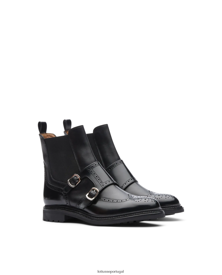 ponto Lottusse mulheres Bota de cano curto com ligante polido Walton preto 86F22T201 calçados
