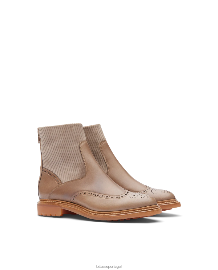 ponto Lottusse mulheres botins walton crust anilina com relevo na panturrilha cinza 86F22T203 calçados
