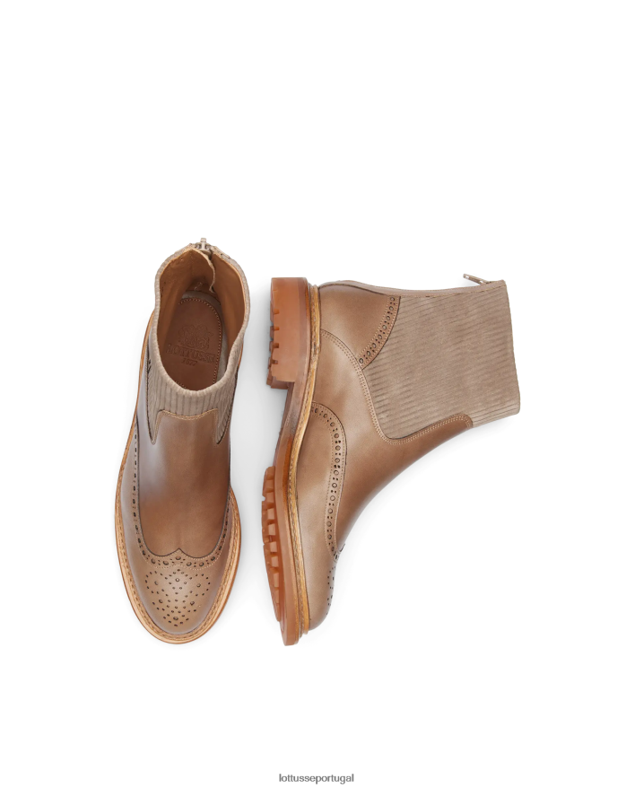 ponto Lottusse mulheres botins walton crust anilina com relevo na panturrilha cinza 86F22T203 calçados