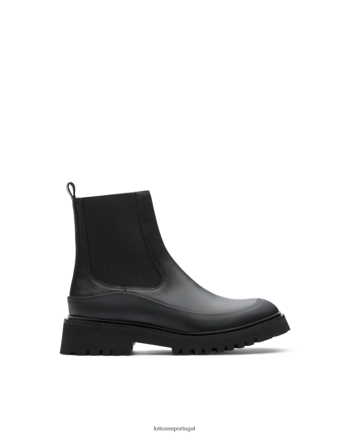 ponto Lottusse mulheres covent botins com acabamento em borracha preto 86F22T405 calçados