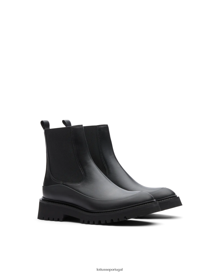 ponto Lottusse mulheres covent botins com acabamento em borracha preto 86F22T405 calçados