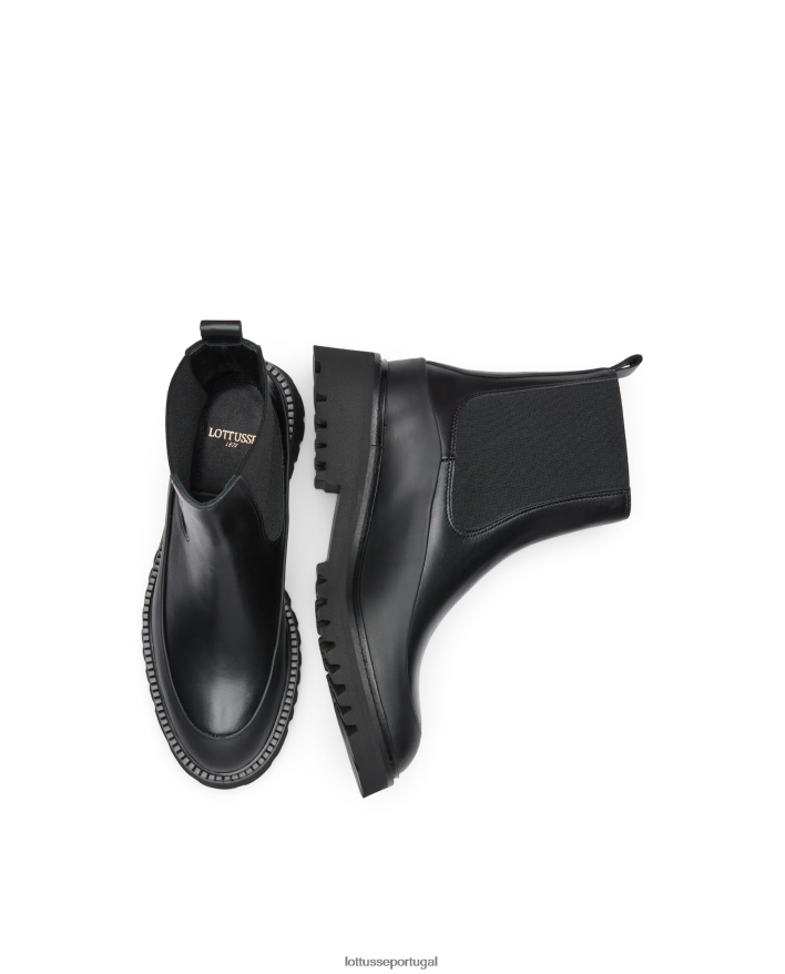 ponto Lottusse mulheres covent botins com acabamento em borracha preto 86F22T405 calçados