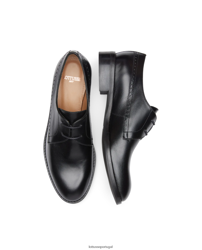 ponto Lottusse mulheres Claire Plain Bezerro Derby preto 86F22T396 calçados
